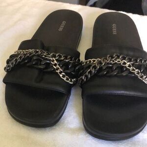Guess Black Chain Embellished Sandals
